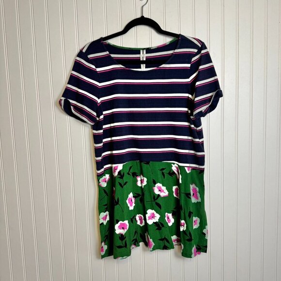 Anthropologie Sonja Stripes & Florals Short Sleeve Top N32 - Picture 2 of 7